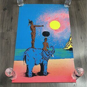 Vintage Blacklight Poster 1972 Zinder Pro Arts Hippie Afro Africa 21"x33"